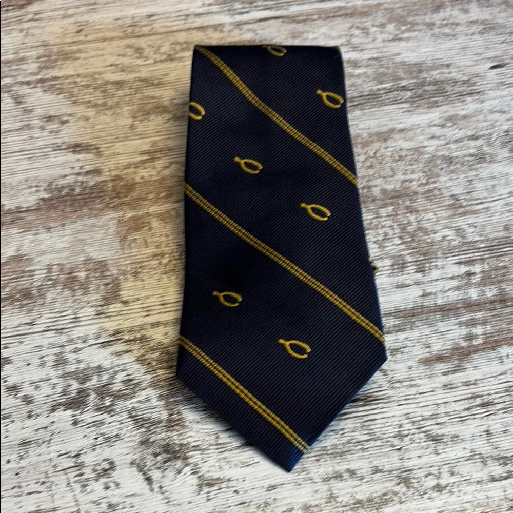 Michael Bruce 100% Silk Navy and Gold Men's Tie